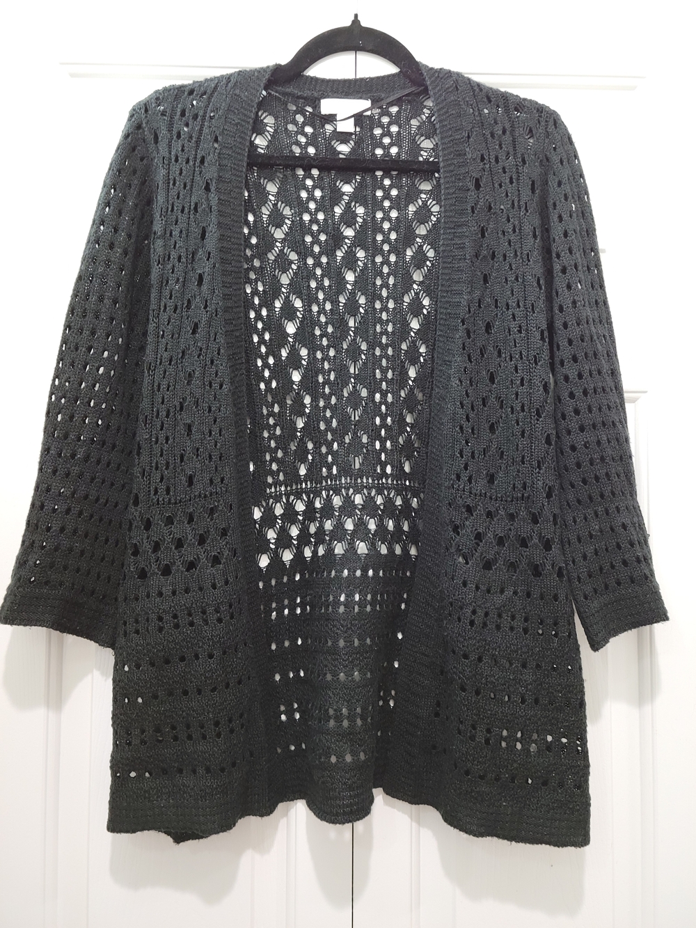 Charter Club Black Open-Weave Women's Sweater Cardigan
